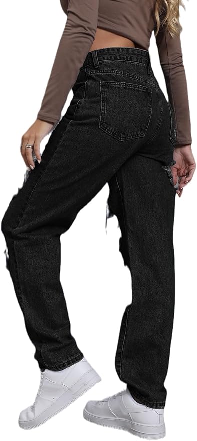BLACK RIPPED JEANS