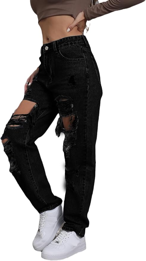 BLACK RIPPED JEANS
