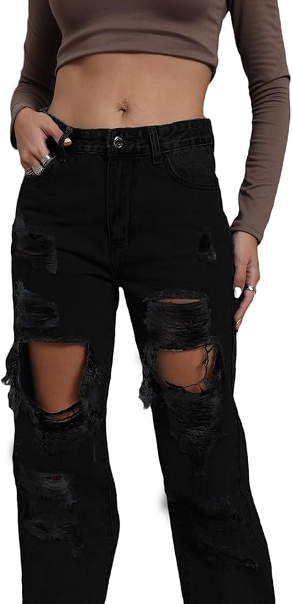 BLACK RIPPED JEANS