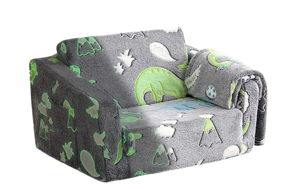 TODDLER GLOW DINO GREY FOLDABLE FOAM SOFA & CHAIR (AGES 1-3)