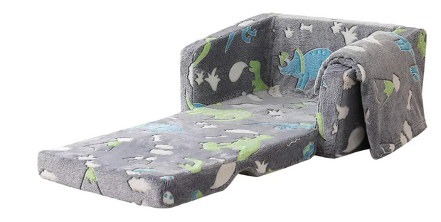 TODDLER GLOW DINO GREY FOLDABLE FOAM SOFA & CHAIR (AGES 1-3)