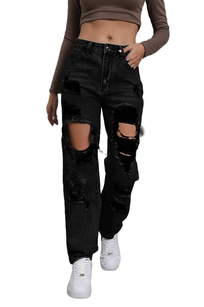 BLACK RIPPED JEANS